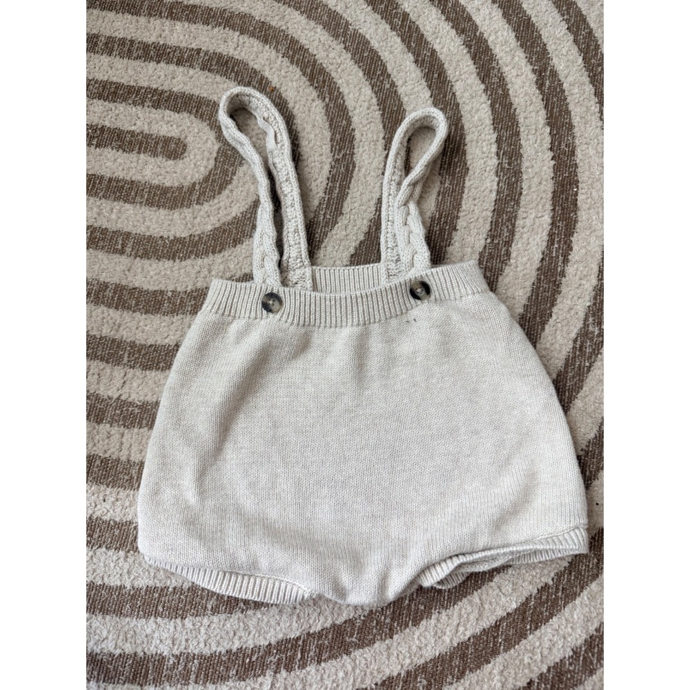 Cat & Jack Baby Knit Bloomers with Suspenders Cream Cable Knit Straps 18M